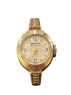 VTG Benrus Ladies Watch Head Only - 21 Jewels 20 Micron Gold Electroplate Bezel